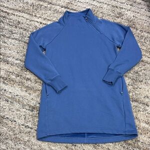 Athleta Indigo Long Sleeve mock neck w/ zip detail dress sz MP